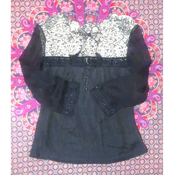 2/$25 Vintage Silk Beaded & Tassels Peasant Boho Gothic Blouse - Picture 12 of 12